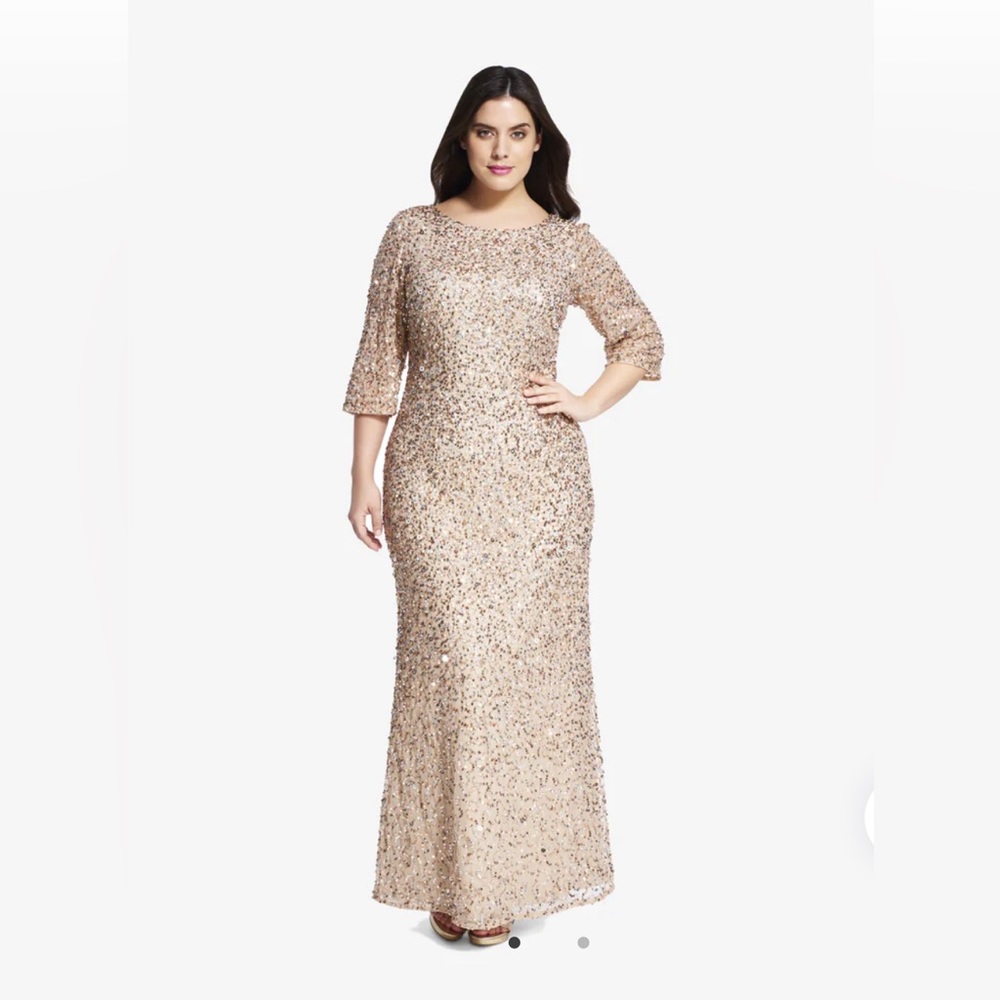 Adrianna Papell Rose Gold Sequin Gown